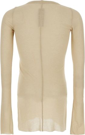 Rick Owens Mens T-Shirt Round Neck Beige Viscose-Silk T-Shirts And Polos
