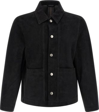Giorgio Brato Black Solid Shirt Collar Jacket