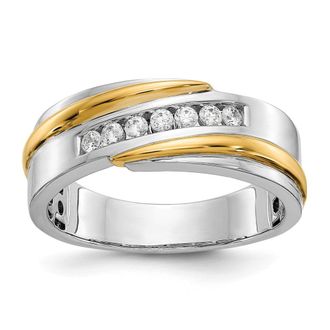 Diamond2Deal 14k Two-tone Lab Grown Diamond Wedding Band Ring 0.33Ct Clarity- VS Color- D-E
