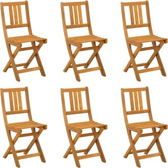 vidaXL Sillas Bistro De Exterior 6 Pcs Natural Madera De Acacia S&oacute;lida Vidaxl