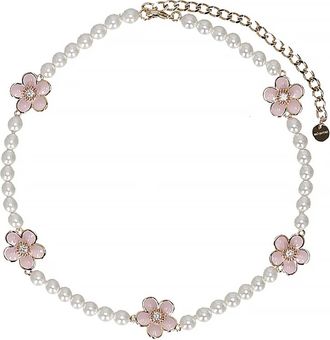 Self Portrait Accessoires, Dames, Roze, ONE Size, Pf 26 Emaille Bloemen Parel Choker