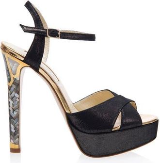 Freya Rose Cleopatra Noir Ankle Strap Pearl Heel Sandal in Black at Nordstrom, Size 40