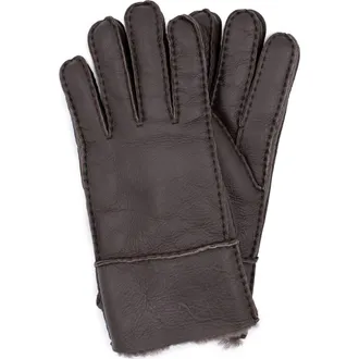 Surell Genuine Shearing Leather Gloves in Brown at Nordstrom Rack, Size X-Large