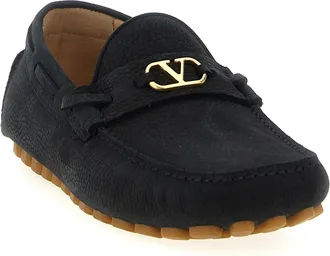 Valentino Garavani Mens Black Calfskin Slip-On Loafers
