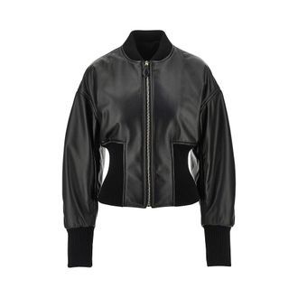 Alaia Leather cinched bomber jacket Woman 38