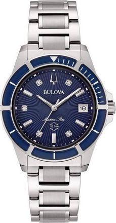 Bulova Marine Star Quartz Blue Dial Ladies Watch 96P237