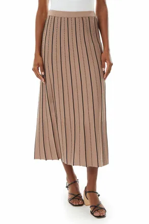 Ming Wang Multi-Stripe Soft Knit Maxi Skirt, Java Black