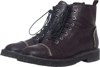 Giuseppe Zanotti Womens Leather Zipper Lace-Up Biker Boot (Authentic Pre- Loved)