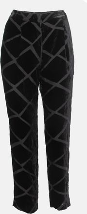 Emporio Armani Black Patterned Velvet Straight Leg Pants