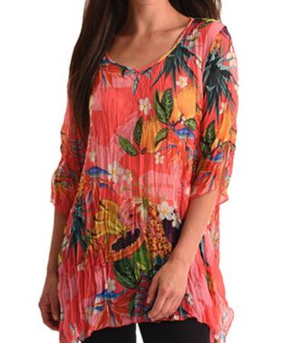 Angel Hawaiian Escape 3/4 Sleeve Tunic In Multi
