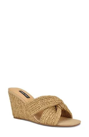 Nine West Nejia Wedge Sandal in Light Natural at Nordstrom, Size 6.5