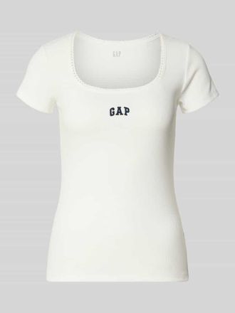 GAP T-Shirt mit Logo-Stitching in Ecru, Gr&ouml;&szlig;e XL
