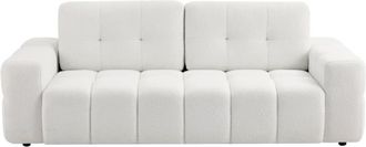 VENTE-UNIQUE.COM Sof&aacute; fijo poli&eacute;ster 3 plazas blanco 220x100cm