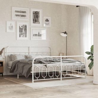 vidaXL Vidaxl - Estructura Cama Sin Colch&oacute;n Con Estribo Metal Blanco 193x203 Cm