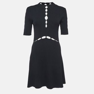 Maje Black Roselana Openwork Knit Short Dress