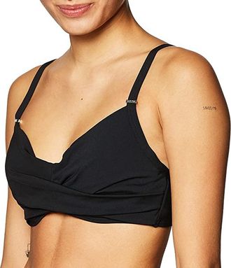 Calvin Klein Womens Twist Underwire Bikini Swimsuit Top Womens Swimwear Black : LG, Nylon/Polyester/Spandex