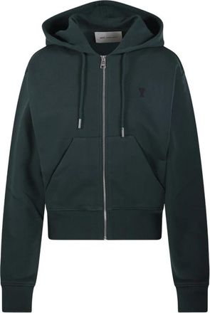Ami Quota Full Zip Hoodie - Dames - Vesten met rits - Groen - M - Katoen - Hoodies & sweatvesten
