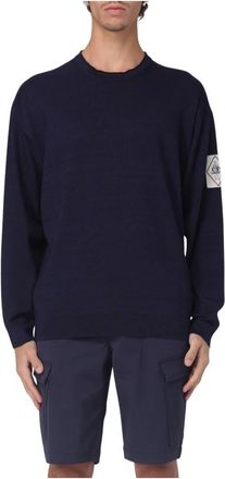 C.P. Company Indigo Cotton Vanis&egrave; Trui met Ronde Hals - Heren - Ronde hals truien - Blauw - S - Katoen - Truien & Vesten