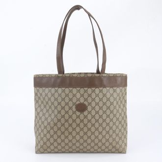Gucci Brown Leather Coated Canvas Shoulder Bag Tote Bag (Pre-Owned)