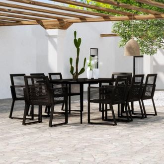 vidaXL Juego De Comedor De Jard&iacute;n 9 Piezas Negro Vidaxl