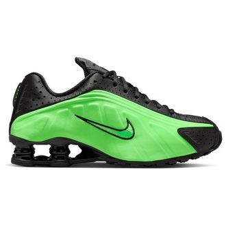 Nike Womens Shox R4 - Running Shoes Black/Black/Voltage Green Size 10.0