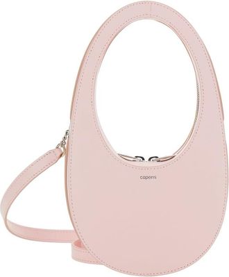 Coperni Mini Swipe Pink Crossbody Bag With Embossed Logo And Removable Shoulder Strap In Leather