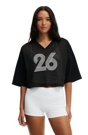Cotton On Womens Active Mesh Cropped Graphic Tee in Black at Nordstrom, Size Small