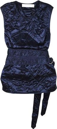 Victoria Beckham Blue Crinkled Satin Belted Top Size S