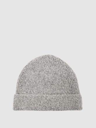 Reiss Atelier Soft Grey Melange Cashmere-blend Flecked Beanie