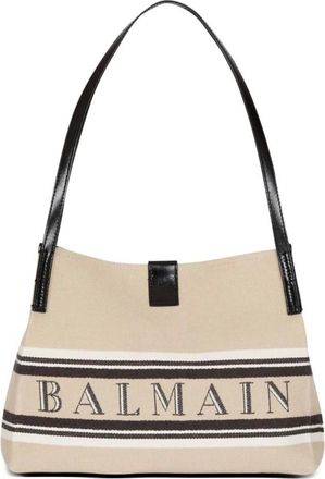 Balmain Release Small Canvas and Leather Tote
