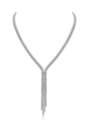Kenneth Jay Lane Cubic Zirconia Fringe Necklace in Rhodium Plated at Nordstrom