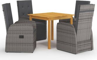vidaXL Juego De Comedor Para Jard&iacute;n 5 Piezas Gris Vidaxl