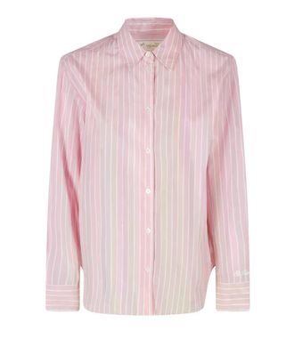 MC2 Saint Barth Vertical Striped Button-Up Shirt with Embroidered Detail