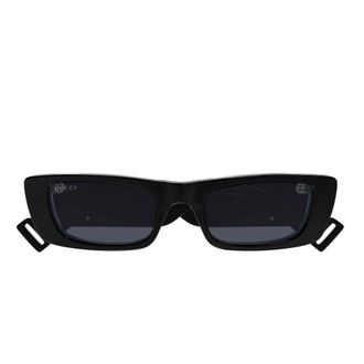 Gucci Narrow Rectangular Sunglasses - female - Gucci - Sunglasses - Black - 52 MM - Accessories