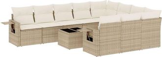 vidaXL Set De Sof&aacute;s De Jard&iacute;n 11pzas Con Cojines Rat&aacute;n Sint&eacute;tico Beige Vidaxl
