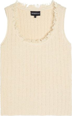 Emporio Armani Fringed Cotton-blend Crochet top - Cream - S (UK8-10 / S)