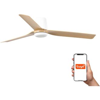 Faro Barcelona Faro Punt Tub Sistema Inteligente Tuya De 3 Aspas, Mediano, Blanco Mate, Arce