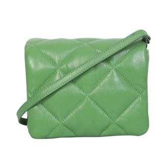 Stand Studio Cross Body Bags, female, Green, Size: ONE SIZE Small Green Bag with Foldover Top and Diamond Quilting