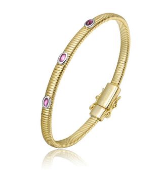 Rachel Glauber 14K Gold Plated with Colored Cubic Zirconia Bangle Bracelet