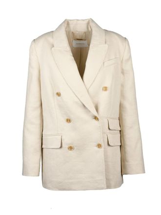 Zimmermann White Linen Double-Breasted Jacket