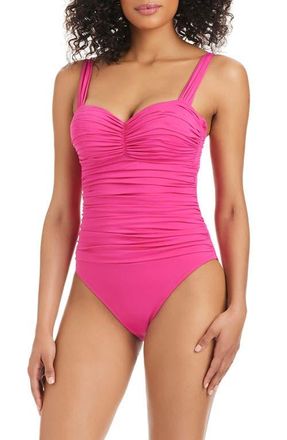 Bleu Rod Beattie Kore Shirred Underwire One-Piece Swimsuit in Pink Punch at Nordstrom, Size 10
