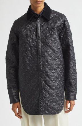 Moncler Quilted Shirt Jacket in Black at Nordstrom, Size 46