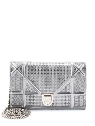 Dior Diorama Flap Bag Cannage Embossed Calfskin Mini crossbody bag - Argento