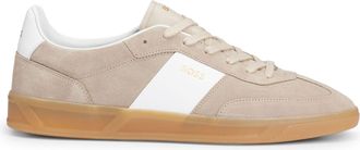HUGO BOSS Mens Brandon Tennis Trainers in Beige Leather - Size UK 12