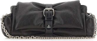 Vivienne Westwood Gathered Leather Clutch with Silver Accents