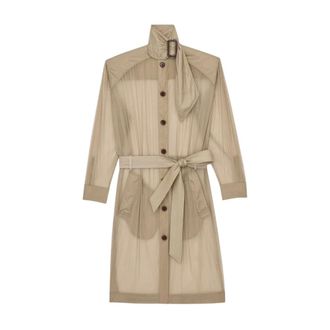 Saint Laurent Kleedjes, Dames, Beige, S, Nylon, Lavalli&egrave;re Jurk in Nylon