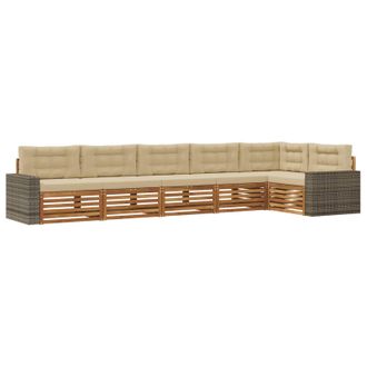 vidaXL Conjunto De Sof&aacute;s De Exterior 6 Pcs Natural Y Beige Vidaxl