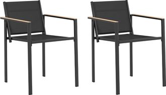 vidaXL Sillas De Jard&iacute;n 2 Uds. Negro Y Antracita Tela Textilene Vidaxl