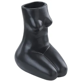 Beliani Beliani - Florero De Porcelana Negra 22 Cm Patr&oacute;n Cuerpo Mujer Accesorio Decorativo Pyrgos