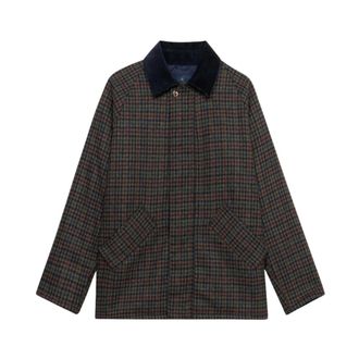 Brooks Brothers Jassen, Dames, Blauw, XS, Wol, Pied de Poule Car Jacket